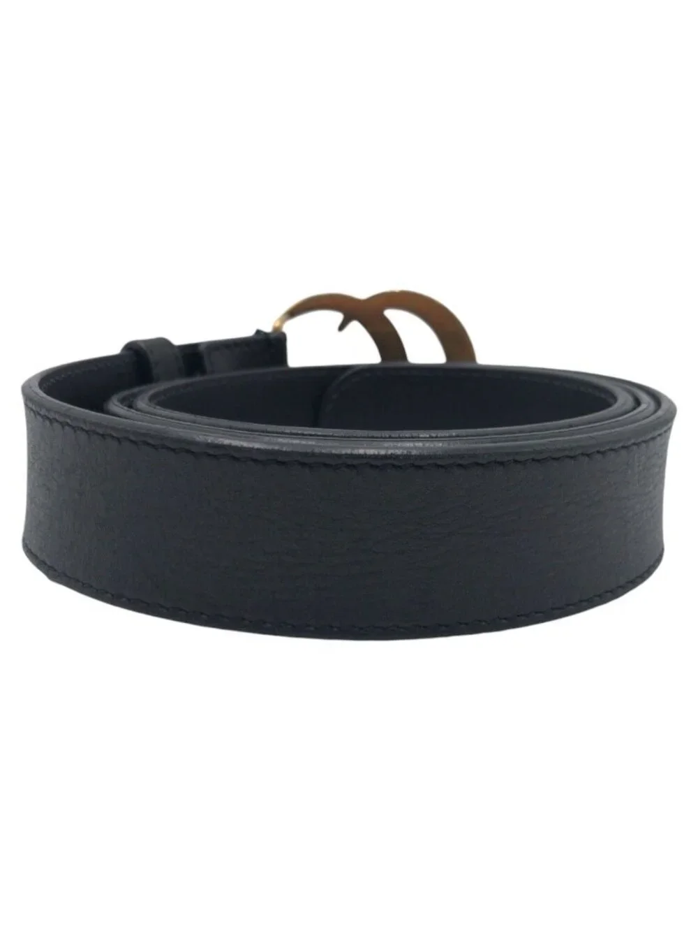 Gucci GG Marmont 80 32 Black Gold Leather Metal Belt Buckle